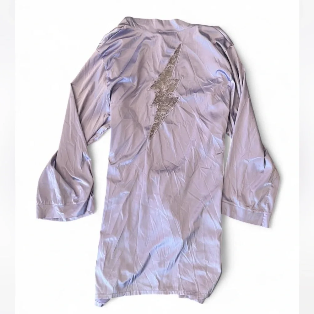 SavageXFenty Lilac Satin Robe with Lightning Bolt XL 1X - Picture 7 of 9